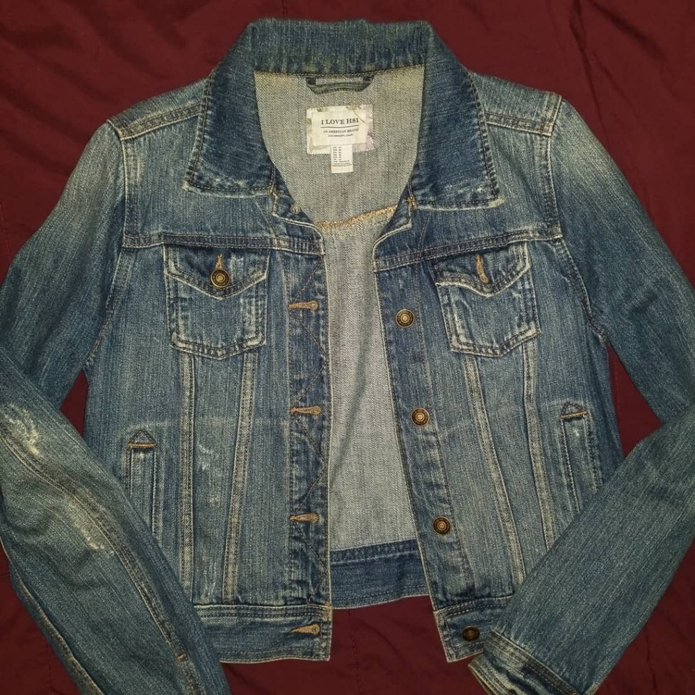 Dark/ Light Distressed Jean Jacket
